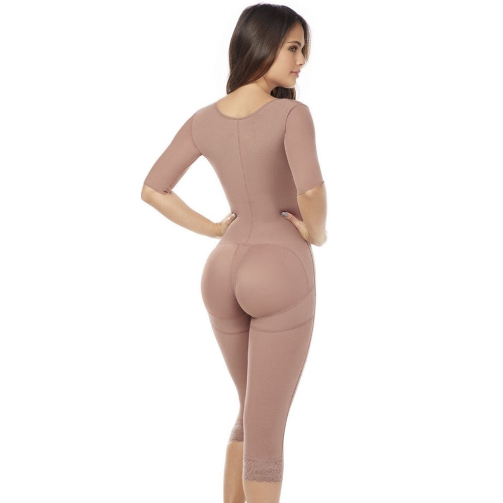 NWT Fajas MariaE FQ114 |Colombian Shapewear with Sleeves | Knee Length Bodysuit🤎